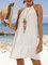 White Sleeveless Halter Plain Dresses