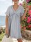 Blue Casual Short Sleeve Paneled Dresses