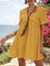 Yellow Holiday Short Sleeve Ruffled V Neck Dresses