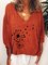Cotton-Blend Round Neck Plants Long Sleeve Shirts & Tops