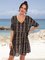 Black Floral Short Sleeve Paneled Cotton-Blend Dresses