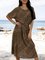 Coffee Crew Neck Printed Holiday Polka Dots Dresses
