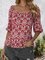 Orange Red Shift Sexy Cotton Floral Shirts & Tops