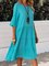 Blue Solid Short Sleeve Dresses