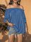 Blue Off Shoulder Half Sleeve Cotton-Blend Shirts & Tops