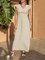 White Short Sleeve Cotton-Blend Swing Dresses