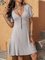Gray Cotton-Blend Short Sleeve Paneled Dresses