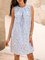 Blue Crew Neck Shift Cotton-Blend Sleeveless Dresses