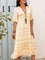 Yellow Striped Short Sleeve Dresses