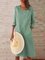 Solid Pockets Midi Dress 3/4 Sleeve Weaving Dress