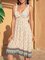 Blue Cotton-Blend Plain V Neck Boho Dresses
