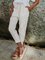 Off White Casual Pockets Plain Cotton Pants