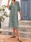 Lightgreen V Neck Casual Shift Half Sleeve Dresses