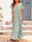 Blue Cotton-Blend Floral Casual Dresses