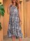 Blue Sleeveless Paneled Swing Dresses