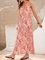 Red Printed Shift Silk-Organza Spaghetti-Strap Dresses