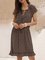 Coffee V Neck Short Sleeve Swing Printed Dresses