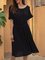 Black Short Sleeve Plain Paneled Dresses