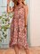 Pink Boho V Neck Floral Paneled Dresses