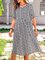 Black Casual Cotton-Blend Polka Dots Dresses