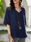 Blue Holiday V Neck Plain Half Sleeve Tops
