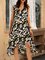 Black-Green Floral Casual Cotton-Blend V Neck Dresses