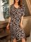 Brown Casual A-Line Half Sleeve Dresses