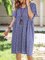 Blue Casual Polka Dots V Neck Shift Dresses