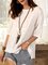 White Plain Casual Crew Neck Shirts & Tops