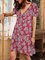 Red A-Line Short Sleeve Casual Floral-Print Dresses