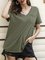 Green Paneled Plain Short Sleeve Shirts & Tops