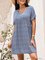 Blue Paneled Floral Casual Dresses