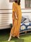 Yellow Shift Crew Neck 3/4 Sleeve Plain Dresses