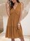 Orange Cotton-Blend Swing Short Sleeve Plain Dresses