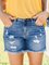 Blue Denim Pockets Simple Shorts
