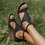 Women Casual Leather Comfy Wedge Sandals