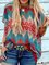 Women Printed Short Sleeve Vintage Casual Blouses