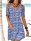 Print Cold Shoulder V-neck Casual Dresses