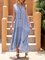 Blue V Neck Casual Cotton-Blend Polka Dots Dresses
