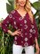 Wine Red V Neck Geometric Boho Printed Shirts & Tops