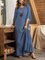 Blue Casual Cotton-Blend Shift Crew Neck Dresses