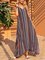Blue Boho Cotton-Blend V Neck Striped Dresses