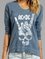 Blue Floral-Print Long Sleeve Shirts & Tops