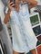 Light Blue Short Sleeve Pockets Dresses