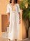 White Short Sleeve V Neck Cotton-Blend Dresses