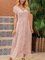 Pink V Neck Boho Cotton-Blend Floral-Print Dresses