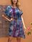Blue Short Sleeve Paneled Dresses