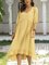 Yellow Boho Gathered Half Sleeve Plain Dresses