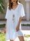 Blue Short Sleeve V Neck Casual Solid Dresses