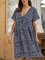 Blue Casual Cotton-Blend V Neck Floral Dresses